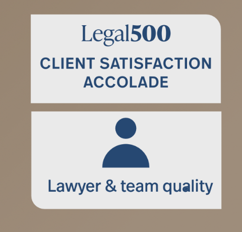 Legal 500 Client Satisfaction Accolade - Lawyer & team quality